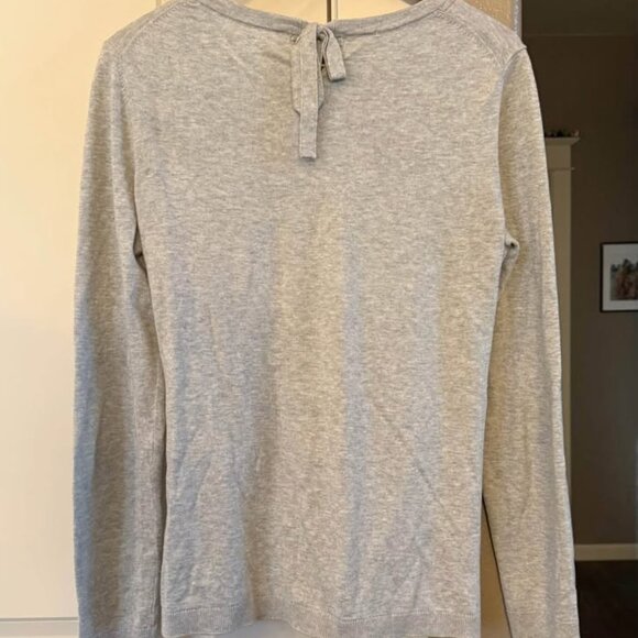 Women Talbots Lightweight Gray Flamingo Tie Back Long‎ Sleeve Sweater-Size Small - Picture 7 of 10